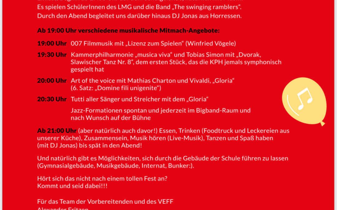 Ehemaligenfest des Landesmusikgymnasiums 2026 (Save the date)